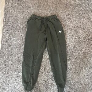 Nike Green Sweatpants with Elastic Cuffs and Tapered Fit